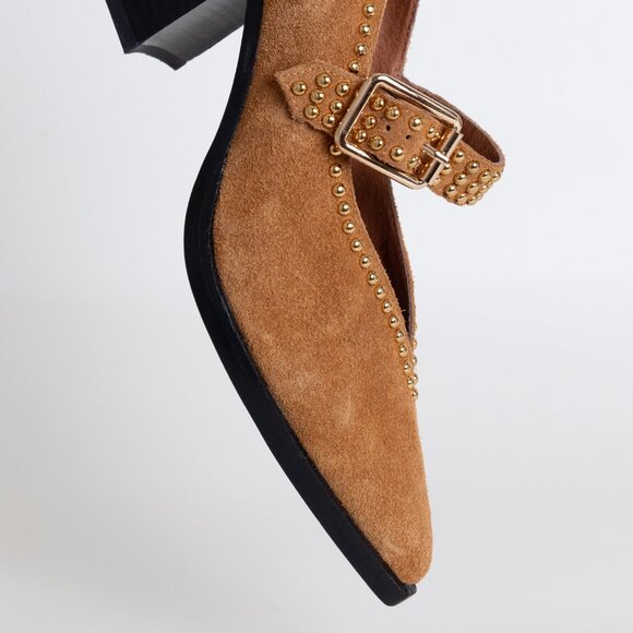 Jeffrey Campbell x Free People Walk On By Heels Studded Brown Suede Leather - Picture 10 of 16